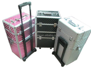 2022 Trolley Cosmetics <strong>Case</strong> ,aluminum <strong>Pilot</strong> Make up Trolley Artists <strong>Case</strong> With 4 Wheels and Latches and Trays Inside Hard Shell - Product Image 4