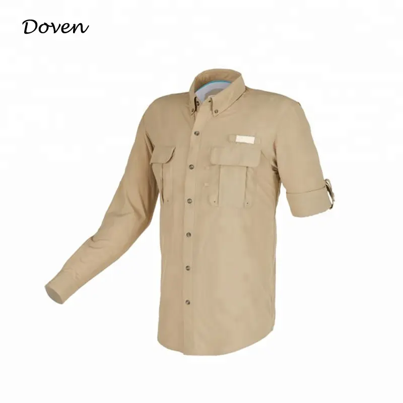 Anti-bacterial anti-UV adult mens long sleeve fishing shirts