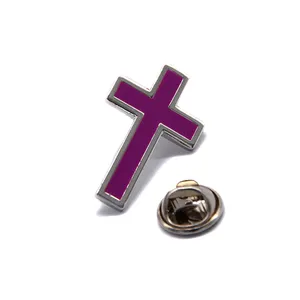 Promosi Christian Lapel Pin Produsen Rendah Moq Kustom Salib Agama Lembut Pin Enamel untuk Suvenir