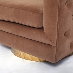 Canapé en forme de U, siège en baril, tissu velours, style moderne, Base en métal doré, luxe, canapé de salon - Product Image 6