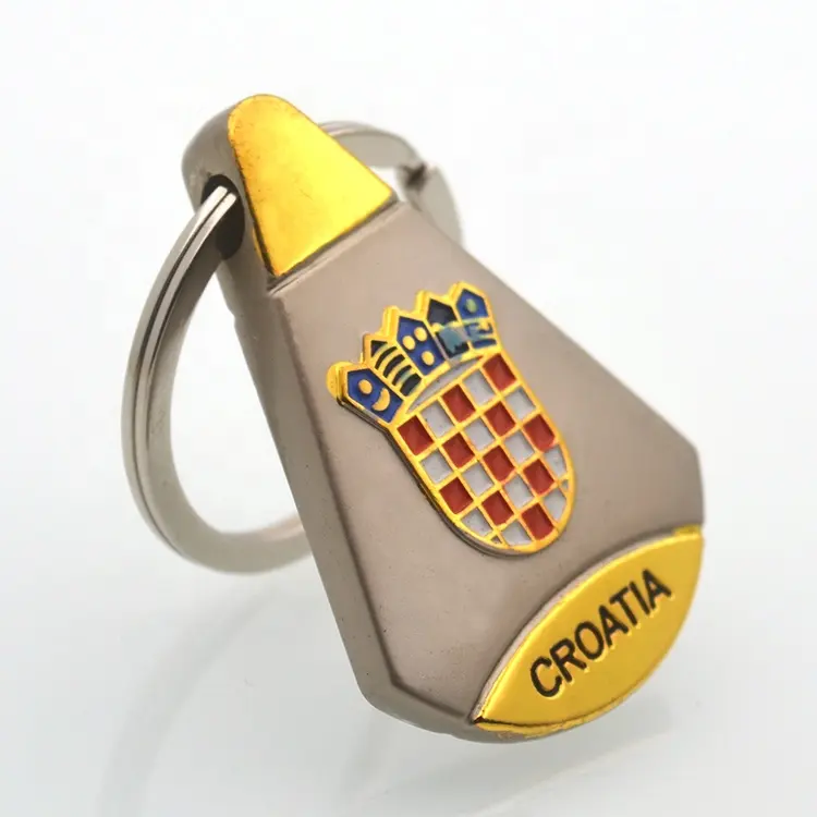 Croatia Souvenirs Keychain Customized Shield Shape Enamel Keyring