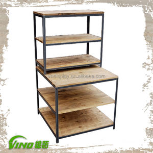 6 shelf retail display stand wooden shelf , retail store wood display shelf , wood rack display shelf floor standing rack - Product Image 2
