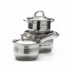 Kitchen Accessories Cookware Sets mit Lid Cooking Pots Stainless Steel High Quality 6 Pcs Kitchen Pots Kitchenware