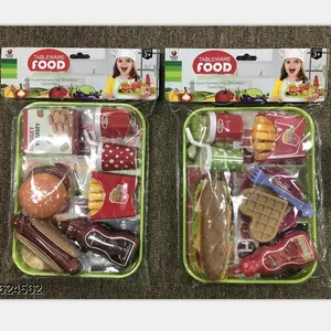 Geschirr Food Toys Set Kunststoff Food Set für Kinder Hamburger Sandwich Hot Dog Chips Sets für Kinder spielen