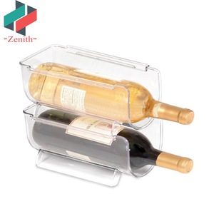 ZNF00008 Clear Beer Wine Bottle Storage Rack Freestanding impilabile in <span class=keywords><strong>plastica</strong></span> per frigo da cucina - Product Image 3