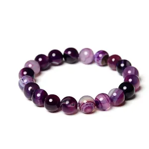 Pulsera de ágata negra de 12 colores de lujo, precio competitivo directo del fabricante, joyería de piedra hecha a mano