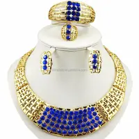 Turkse blauwe ontwerp afrikaanse hoge kwaliteit sieraden gold sets nieuwste