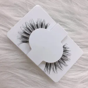 Transparent Plastic Clear Band Natural Human Hair False Eyelashes Wispy Eyelash