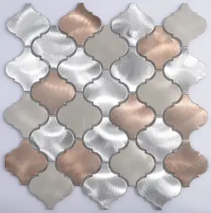 3D altın gümüş gül oyma desen paslanmaz çelik Backsplash çini metro mozaik duvar dekoratif