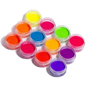 彩色 3 合 1 荧光凝胶指甲油霓虹颜料粉
