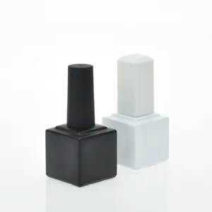 10ml Matte Black Uv Sunlight Block Glossy Black Enamel Glue Packaging Vial Empty Nail Polish Oil Square Glass Bottle With Brush