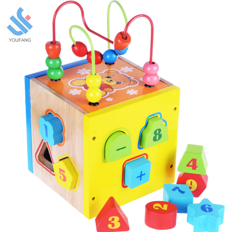YF-M614 горячая Распродажа многофункциональные красочные деревянные бусины лабиринт образовательные игрушки