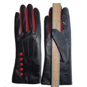 Gants en cuir de mouton véritable pour femme 5 boutons d'écran tactile Nouveau design Gants de conduite Cyclisme Usage quotidien Doublure en laine - Product Image 4