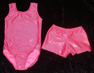 <strong>Gymnastics</strong> Leotard and <strong>Shorts</strong> Pink Shattered Glass SAVE - Product Image 1