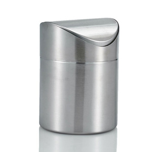 Compact Design Stainless Steel Table Dust <strong>Bin</strong> Trash Can <strong>for</strong> <strong>Car</strong> Swing Top Dustbin - Product Image 2