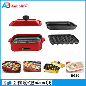 Four à pizza électrique rond multifonctionnel Anbo avec revêtement céramique, barbecue électrique/<span class=keywords><strong>plaque</strong></span> de cuisson électrique/grille avec couvercle - Product Image 4