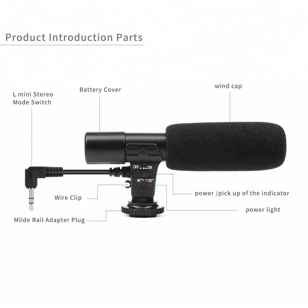 SHOOT Mid-Side Recording Microphone Digital SLR Camera Studio Stereo Microphone for Canon
