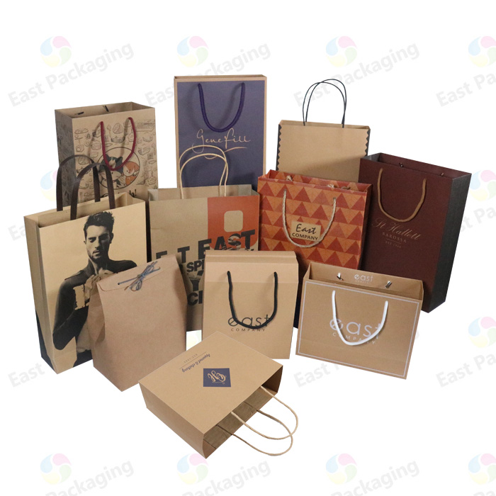 Custom Size And Logo Eco Friendly Clothing Brown Kraft Paper Bags With Twisted Paper Handle