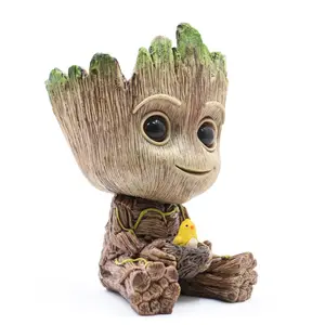 baby Groot flower pot action figure, PVC tree man groot doll, Guardians of the galaxy groot figure toy for gift