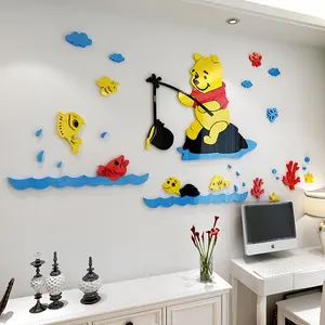 Pooh, adesivos de parede para quarto de crianças, decoração de acrílico, artes de parede de jardim de infância