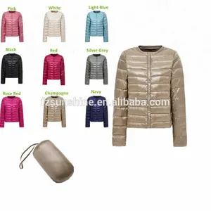 Jaket Lipat 10 Bulu Wanita, Jaket Bebek Lipat Ultra Ringan Kerah Bulat Ultra Ringan 90 Bawah