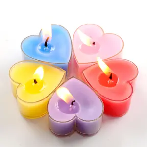 Thee licht kaarsen groothandel hartvormige kleurrijke geurende theelichtjes