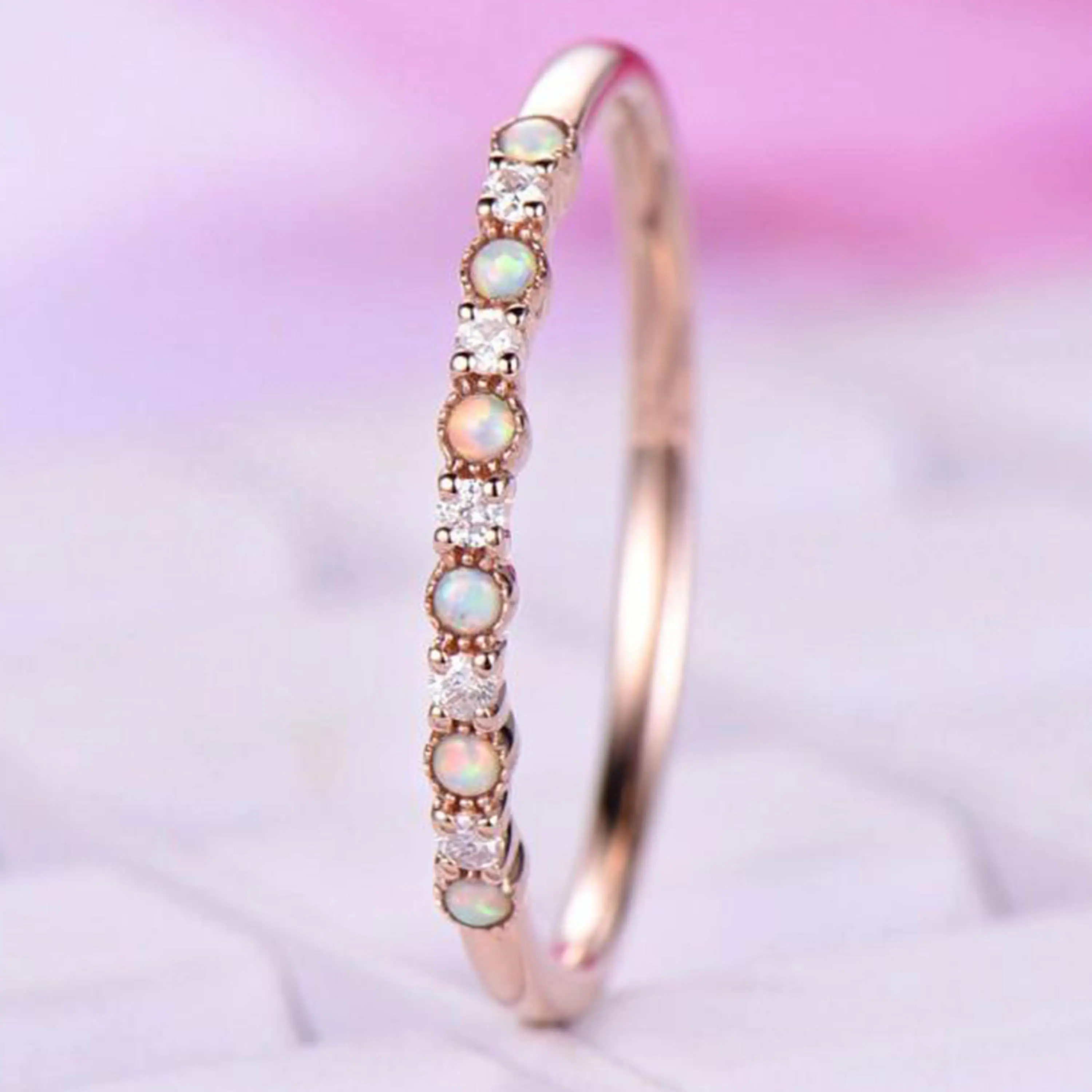 925 Sterling Silver Dainty Design Custom Silver Jewelry Opal Rose Gold Plated Silver Opal Ring