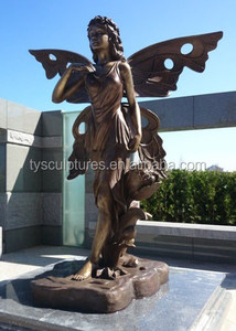 Scultura Decorativa da Giardino in Bronzo di Fata Alata e Uccello all'Ingrosso - Product Image 5