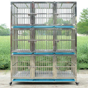 <span class=keywords><strong>Cage</strong></span> pour chien XL en acier inoxydable multicouche modulaire pliante et robuste avec toit et palette de plateau en plastique - Product Image 4