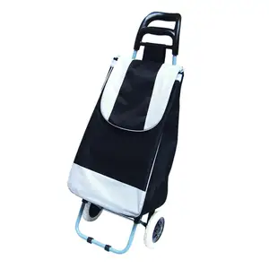 Wholesale mall markets eco-friendly fabric foldable shopping trolley bag wheel cart with handle cover