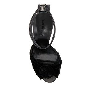 Sandali con tacco alto da donna in velluto rosso, sexy, neri, con nodo alla caviglia, peep toe, <span class=keywords><strong>estivi</strong></span>, per serate eleganti - Product Image 6