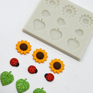 Moule en silicone pour pâtisserie à 7 points, motifs de tournesol, feuilles, <span class=keywords><strong>coccinelle</strong></span>, chocolat, pour faire soi-même, pour le gâteau - Product Image 3