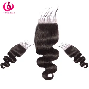 pre plucked 4x6 5x5 6x6 7x7 invisible swiss silk transparent thin lace closure with baby hair remy Malaysian virgin human hair