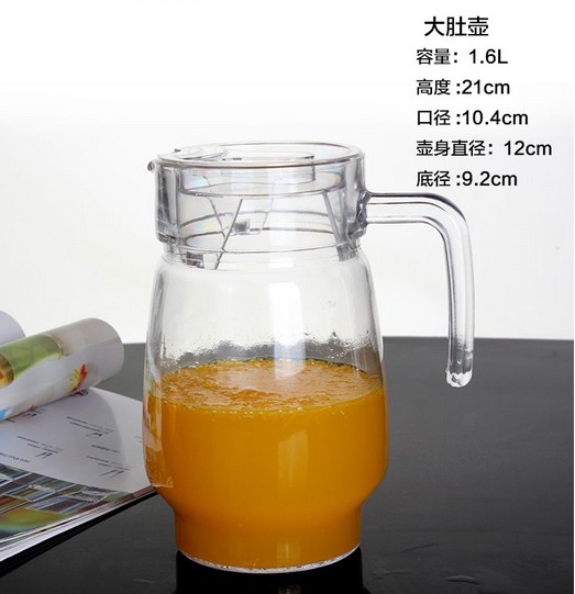 1.6L Glass Pitcher with plastic lid,Drinking Beverage Jug  water pitcher glass with ETCH logo
