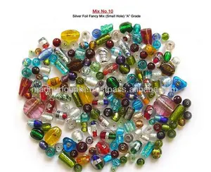 ฟอยล์สีเงินแฟนซีหลุมเล็กผสมลูกปัดแก้วคริสตัล, Lampwork และแก้ว MAE Mix No. 10 ผสมสีในอินเดีย