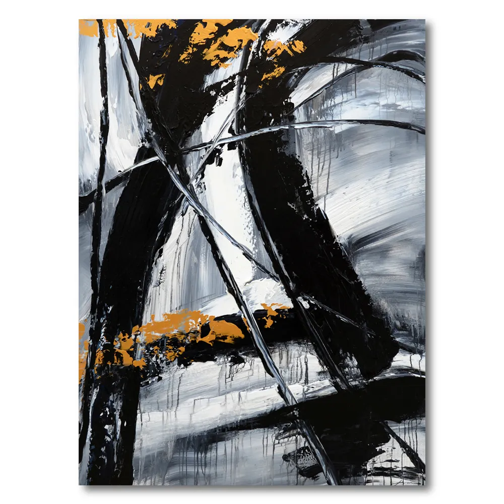 Wholesale Hand Painted Black and White Abstract Canvas Wall Art Painting Pictures For Living Room