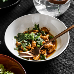 Caviale nero da 7 pollici ciotola monouso in ceramica piatto profondo per servire stoviglie ciotole da corsa di Noodle all'ingrosso calde - Product Image 4