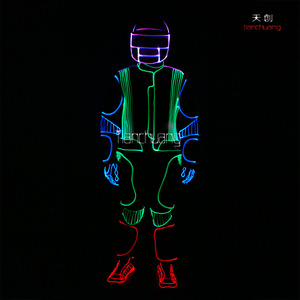 Super Cool LED Pleine Lumière Couleur Fiber Optique flashlighting Costumes avec Casque Gants Chaussures - Product Image 2