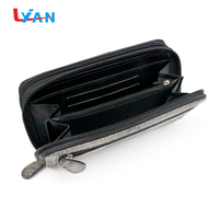 Dompet kulit asli uniseks, harga rendah kustom gaya Mode panjang desain huruf terbuka tahan air perjalanan uang tunai dengan ukuran kustom