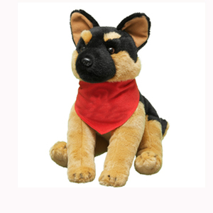 Juguete de perro pastor alemán de peluche realista personalizado de 25cm con babero rojo - Product Image 3