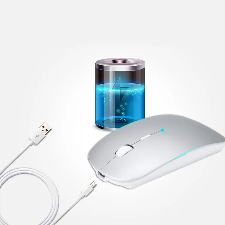 Mouse sem fio recarregável, mini usb 3d, computador óptico, recarregável