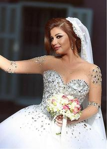 NE312 Luxury High-end <strong>Sleeved</strong> <strong>Wedding</strong> <strong>Dresses</strong> <strong>With</strong> <strong>Lace</strong> Beads Ball Gowns Custom Size Bridal Gown Vestidos - Product Image 2