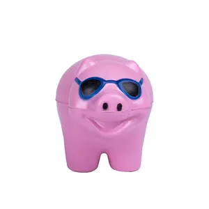 Glasses pig shape PU Stress Reliever Ball,Pink Glasses pig PU Stress Ball,Pig PU toy