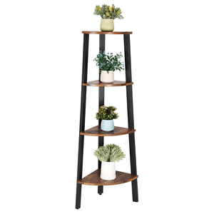 <span class=keywords><strong>Étagère</strong></span> d'angle <span class=keywords><strong>VASAGLE</strong></span> à 4 niveaux, bibliothèque, support pour plantes, meuble d'appoint en bois rustique, style industriel avec cadre en métal - Product Image 1