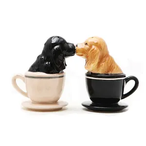 Cute Animal Dog Shape Love Ceramic Salt and Pepper Shakers