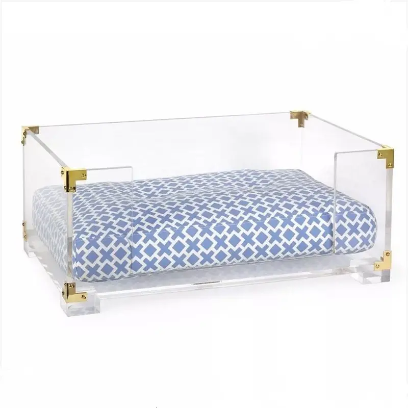 Modern Acrylic Dog Pet Bed Custom Lucite Clear Transparent Bed for Wholesale Dongguan