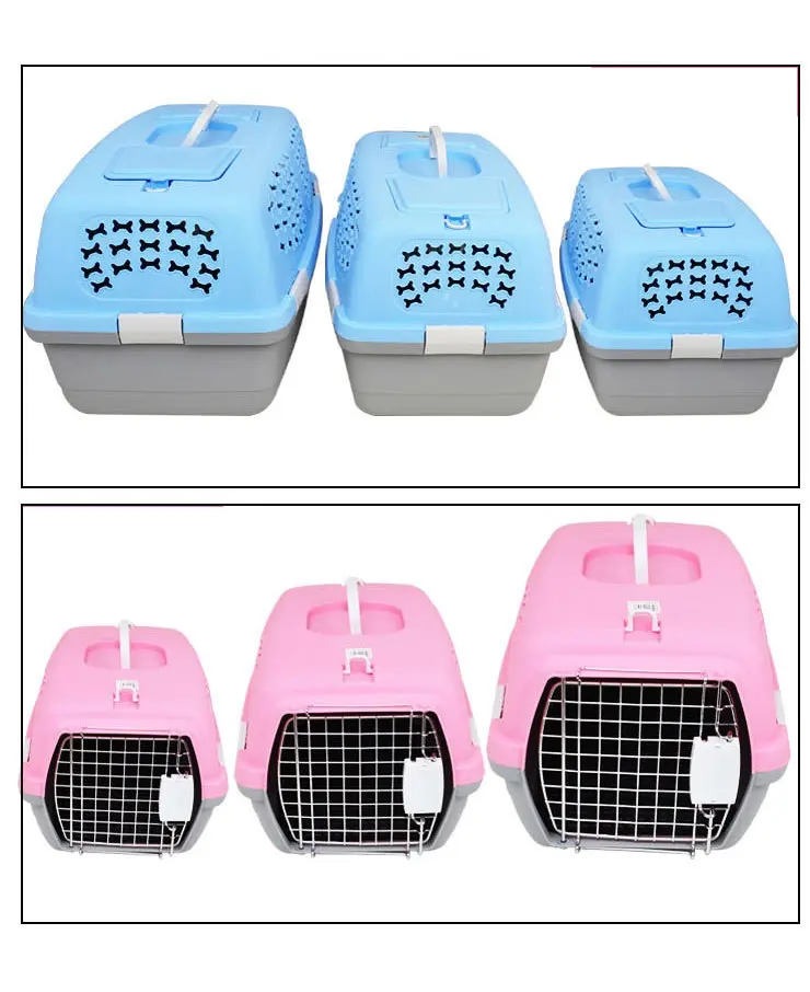 Jaula de transporte de plástico para mascotas, combinación de aire extraíble