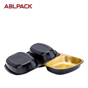 Abl gói 850ml/28.3oz dùng một lần 2-compartmentfood Khay nhôm lá mỏng khay dùng một lần lò vi sóng hộp đựng thức ăn - Product Image 3