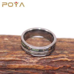 POYA gioielli 8mm in carburo di tungsteno anello con corna genuina e intarsio mimetico fede nuziale Comfort Fit - Product Image 5