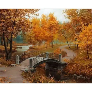 CHENISTORY 99015 Painting By Numbers Oil Canvas painting Diy Small Bridge With Wood Frame For Kits